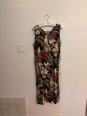 Jane Ashley Black vintage Tropical Floral Maxi Dress